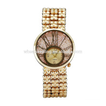 Mais recente design ouro banhado quartzo genebra relógios relógio de pulso senhoras